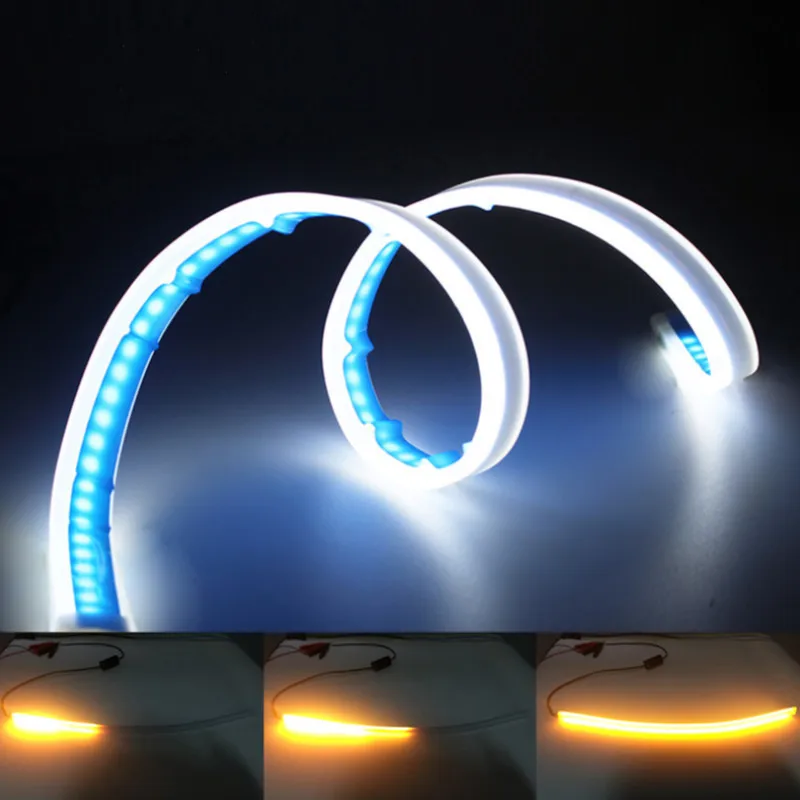 

2x 60cm Sequential Flowing Angel Eye DRL LED Daytime Running Light Turn Signal for Audi A4 B6 A3 A6 C5 Q7 A1 A5 A7 A8 Q5 R8 RS