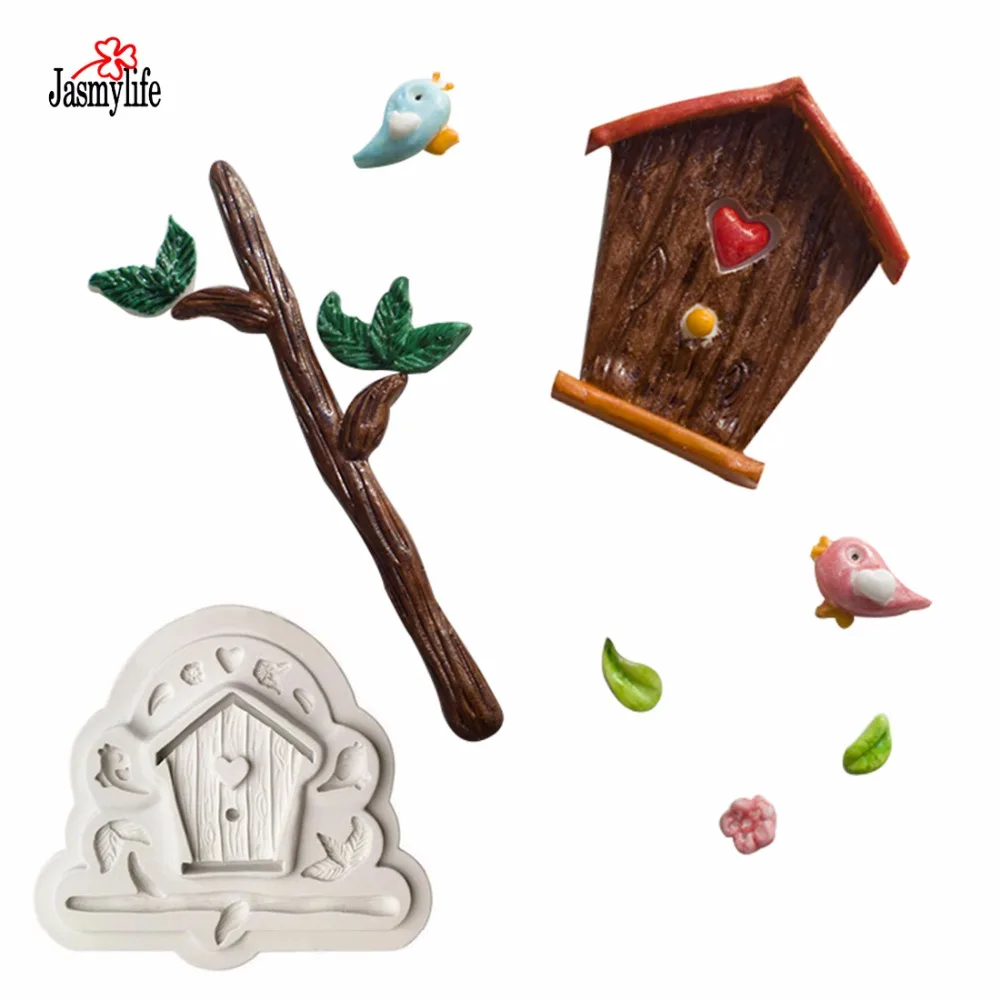 Jasmylife птица дом силиконовая форма гнездо торт плесень сахар кнопки Gumpaste