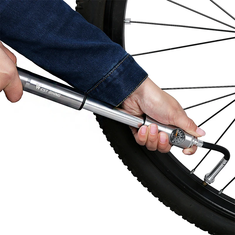 WEST BIKING алюминиевый сплав мини велосипедный насос с манометром Schrader Presta насос для велосипедных шин велосипедный воздушный насос