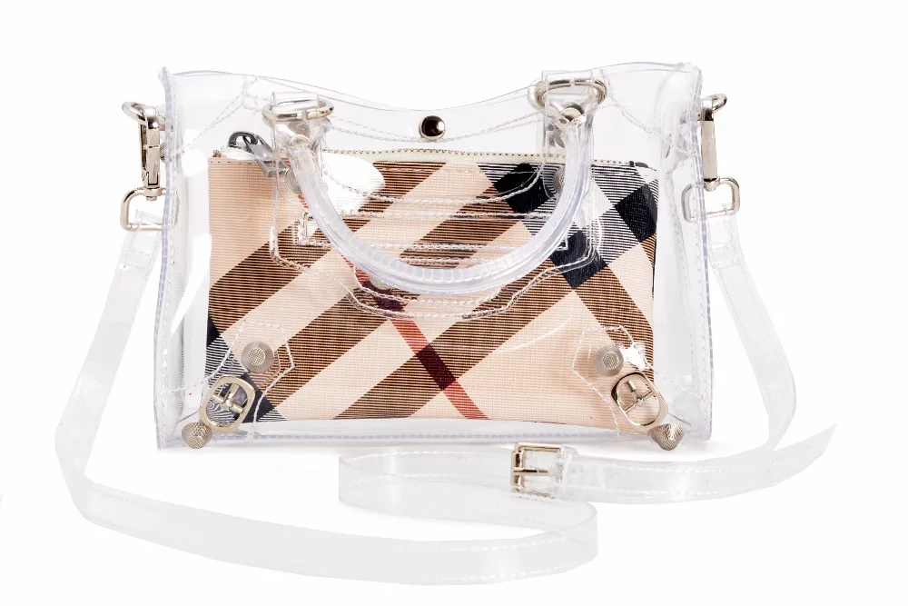 

Luxury Designer Inspired Flap Bag Motorcycle Bag PVC Transparent Branded Women Shoulder bag