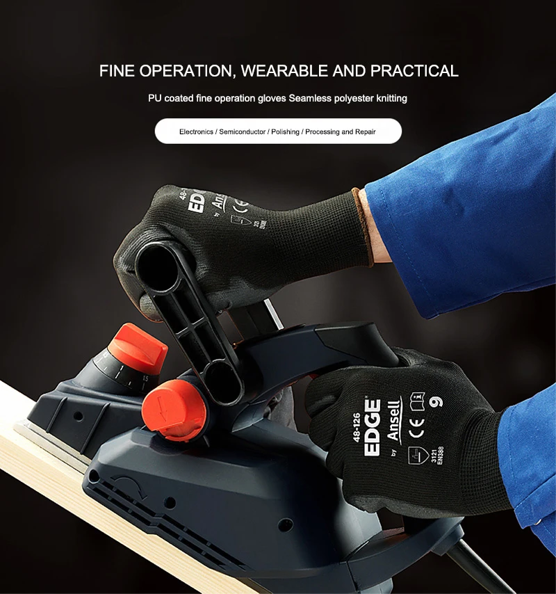 12/пара рабочих перчаток для ПУ пальмовое покрытие защитные перчатки порезостойкие защитные перчатки черные рабочие перчатки против резки