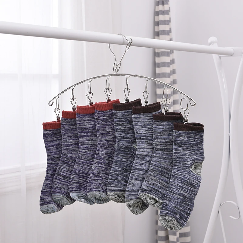 8 Clips camber Stainless Clothes Drying Rack Socks Underwear Drying