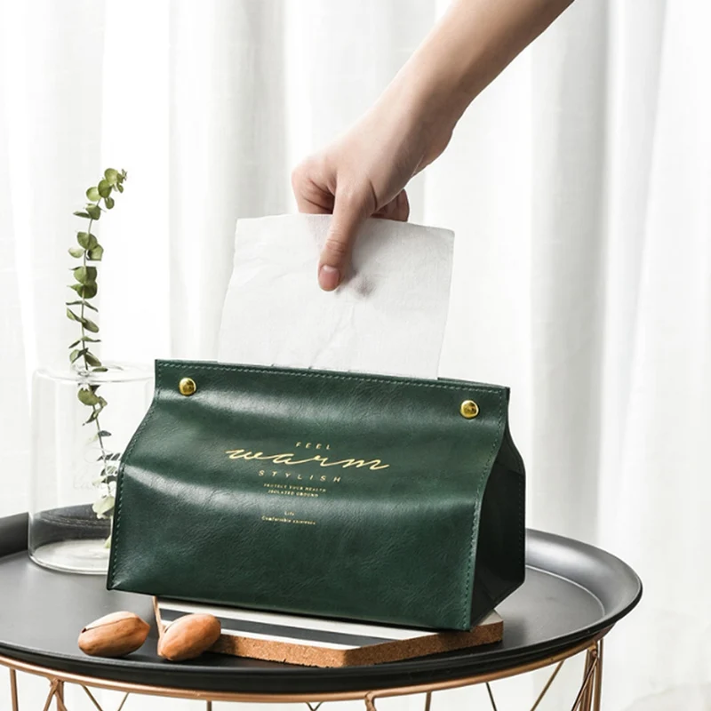 

Tissue Boxes Cover Paper Napkin Holder Case PU Leather Hotel Car Rectangle Container Home Office Decorative Supplies