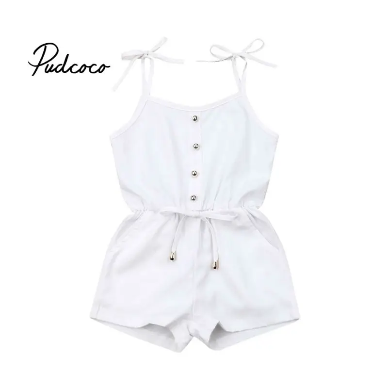 Pudcoco/ г.; одежда для маленьких девочек; комбинезон для новорожденных; Детский костюм; маленькие хлопковые однотонные белые комбинезоны без рукавов