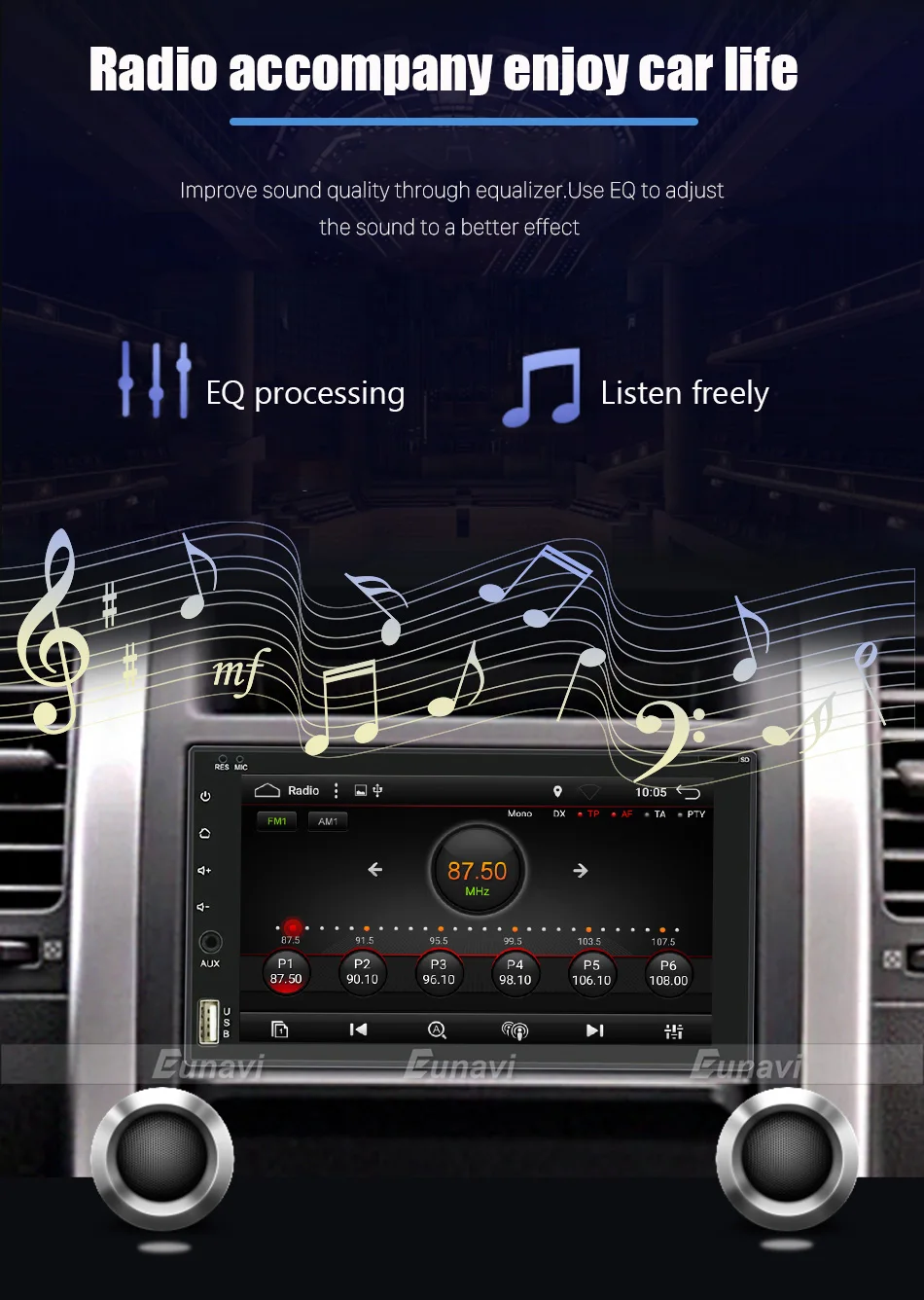 Discount Eunavi Octa Core 2 Din Universal 170*96mm Android 9.0 Car Radio Stereo System 2din pc GPS Navigation WiFi USB Touch Screen 10