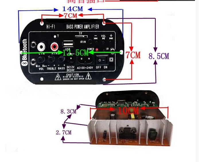 Универсальный 12V24V110v220V Поддержка USB Сабвуфер автомобильный усилитель аудио автомобильный аудио с пультом дистанционного управления полный комплект