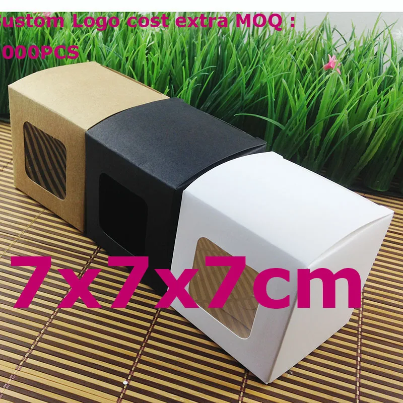 

Paper Window Box Bow Tie Box 3 Colours For Choice 7x7x7cm Gift cookies Cake Jewlery Soap Wedding favour Packing Can Custom