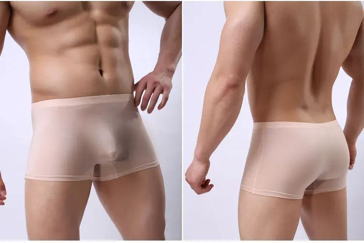 Fad Men's Underwear U Convex Design Low Waist  Gay Club Sexy Panties Ice Silk See Through Traceless  6 Color Men Boxer Shorts_007