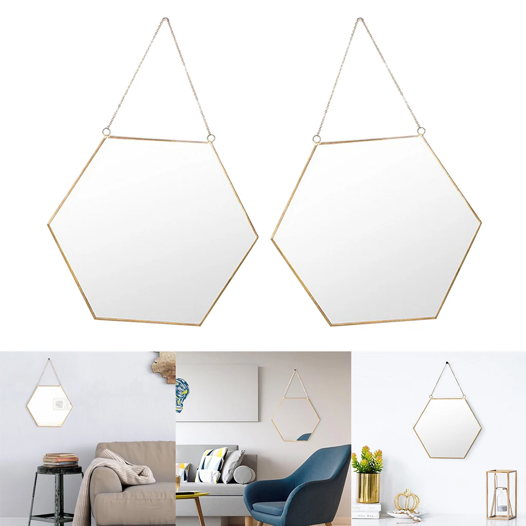 MagiDeal ANTIQUE BEADED WALL MIRROR DRESSING BATHROOM DRESS UP MIRROR HANGING 2Pcs	