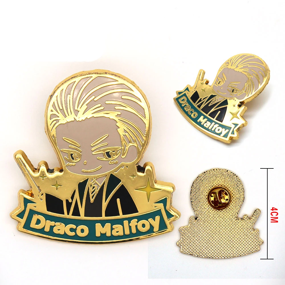 

Harri Potter Draco Malfoy Cartoon Characters Gold Metal Badge Brooch Pin Chest Button Ornament Cosplay Costume Hot