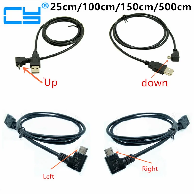 Вверх и вниз влево вправо Угловой 90 градусов USB Micro штекер-USB штекер зарядный