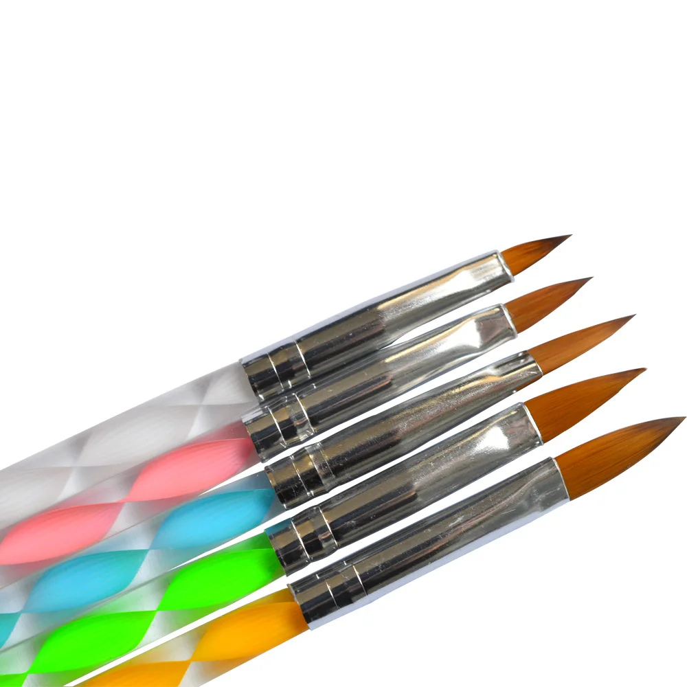 

5X Brushes For Nail Design Acrylic Colorful New Design 2 Ways Soft Silicone Head Drawing Printing Nail Art Accessories TR31