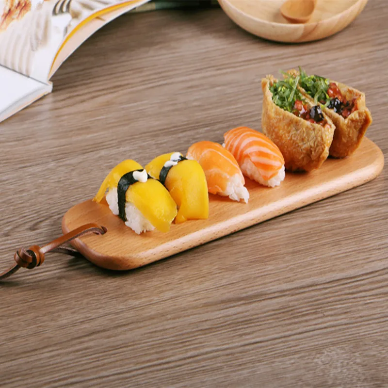 Japan Style Wooden Sushi Plate Eco Friendly Natural Beech Wood Dessert