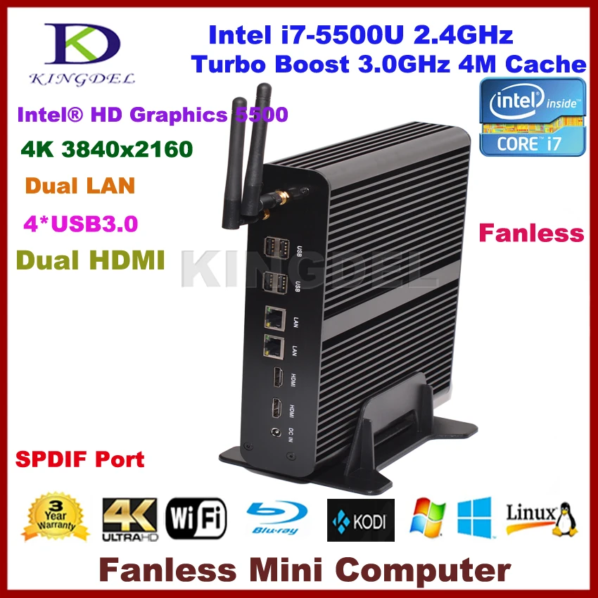Thin client,htpc,Intel core i7 5500U dual core,Intel HD Graphics 5500,2* lan,2* HDMI,USB 3.0,Optical port,SD card port,WIFI