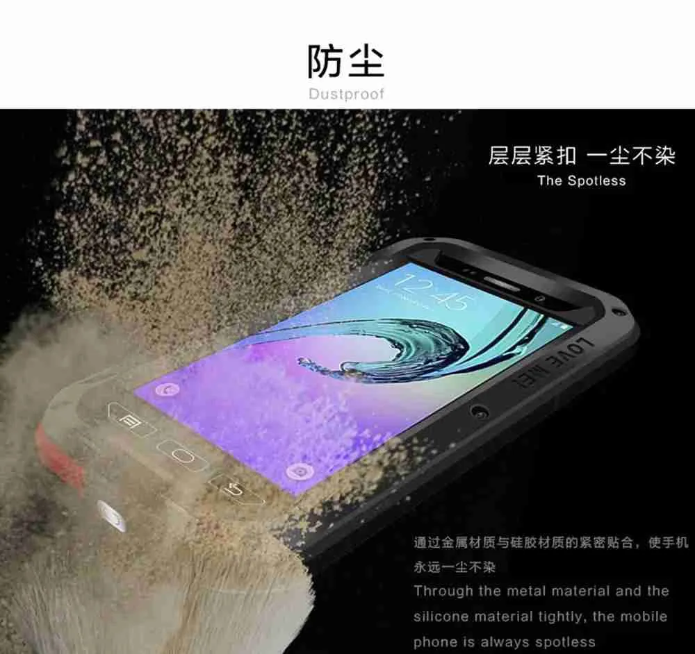 Чехол LOVE MEI для Galaxy A3/A5 водонепроницаемый мощный металлический+ силиконовый чехол для SAMSUNG Galaxy A3 A310 A5 A500 A7 S7 S8