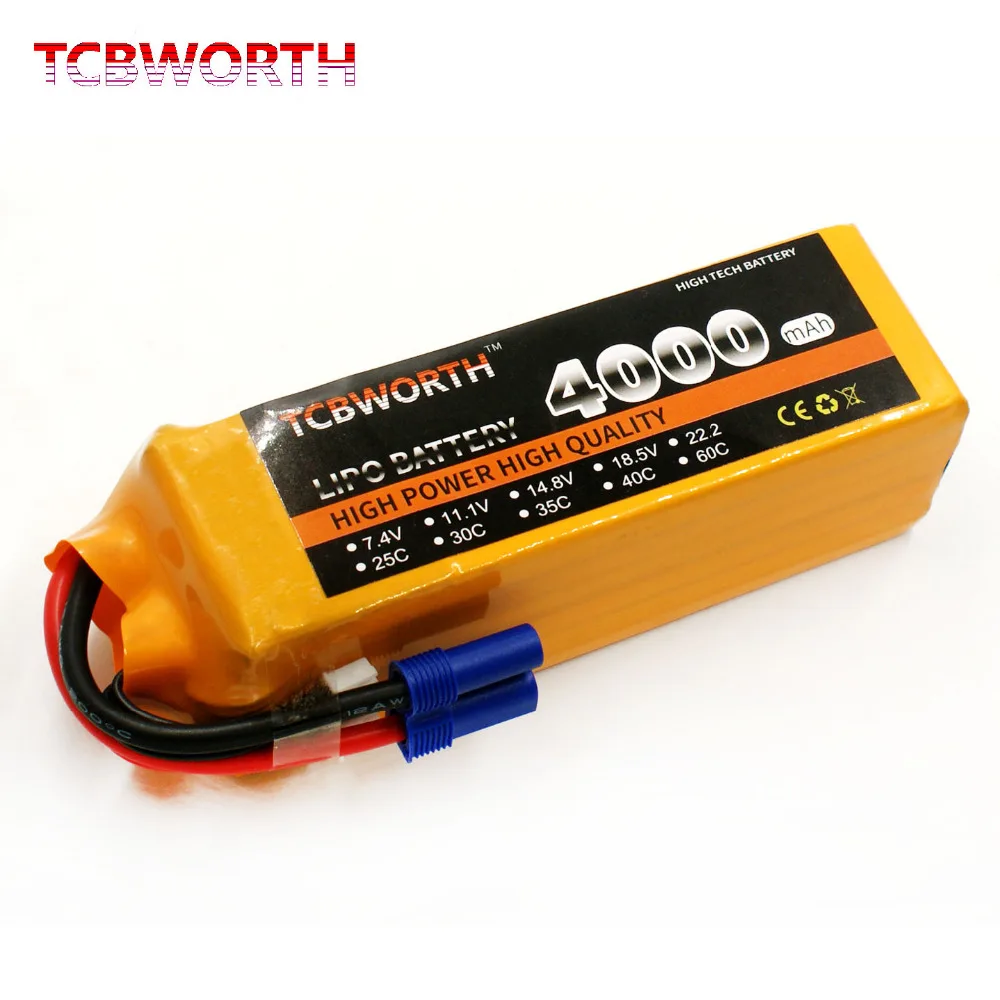 RC LiPo font b Battery b font 14 8V 4000mAh 40C 4S Plug for RC Helicopter