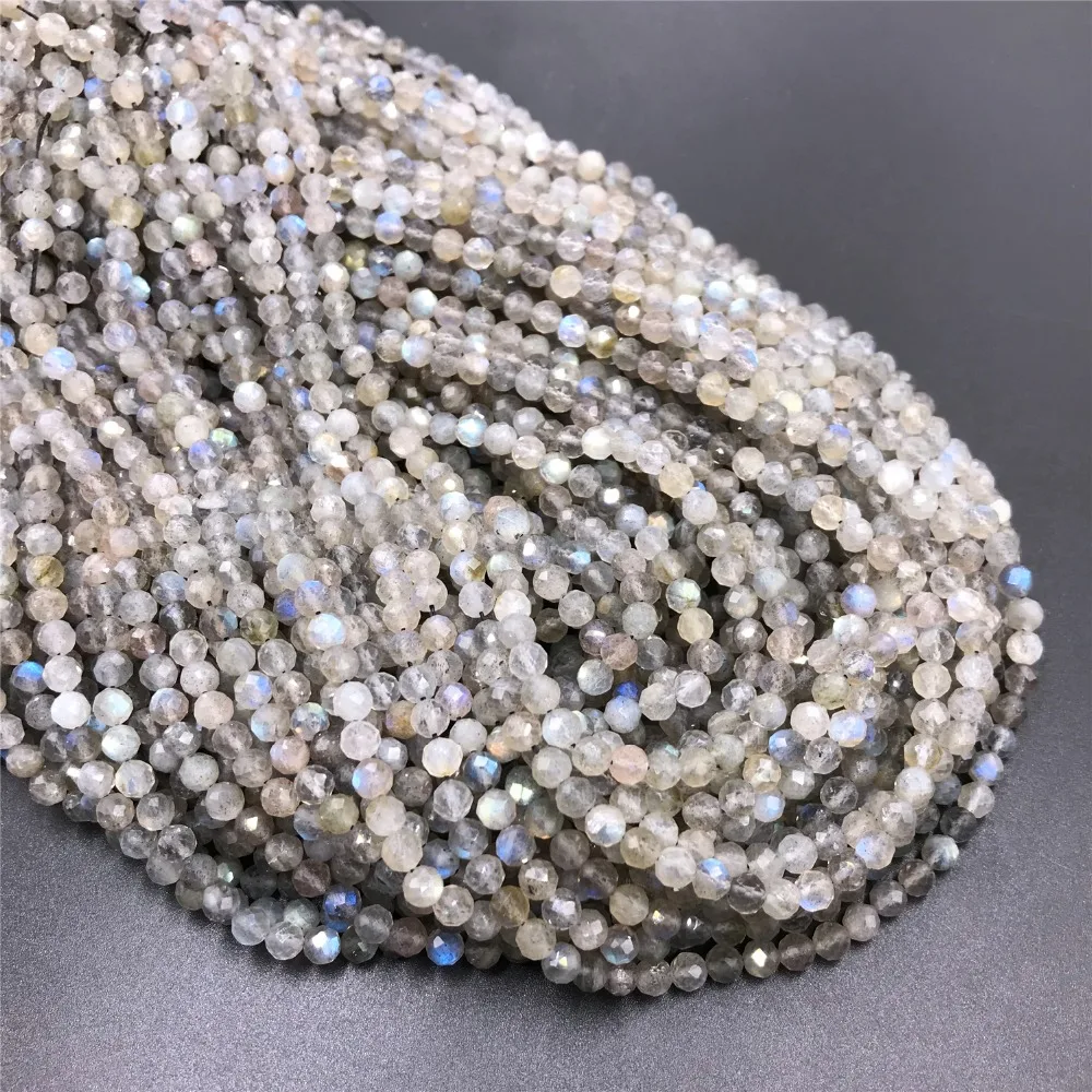 Оптовая продажа Серый лабрадорит микро граненый Beads2 мм 3 4 15 5 &quot натуральный