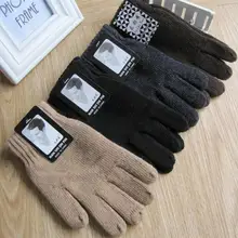 2015 autumn and Winter men’s fashion solid color knitted gloves male thicken thermal warm black wool knitted gloves mittens