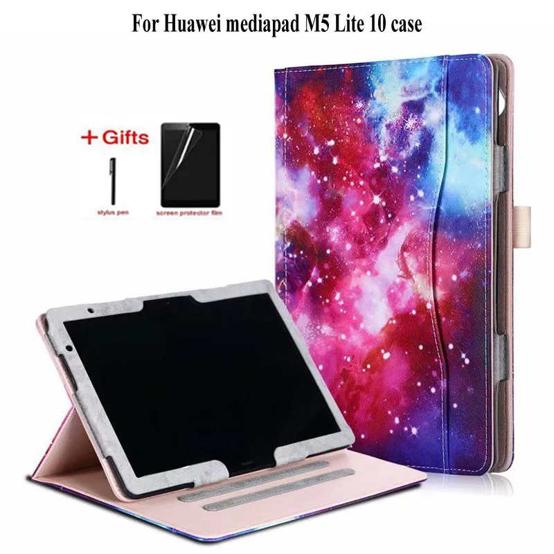 Чехол для планшета Huawei mediapad M5 Lite 10 флип чехол T5 L09 L03 W19 пленка и стилус|Чехлы