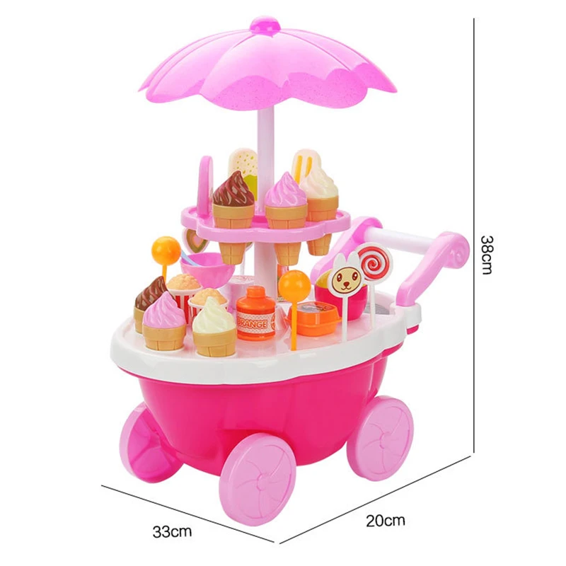 Simulation Small Carts Girl Mini Candy Cart Ice Cream Shop Supermarket Children 'S Toys Playing Home