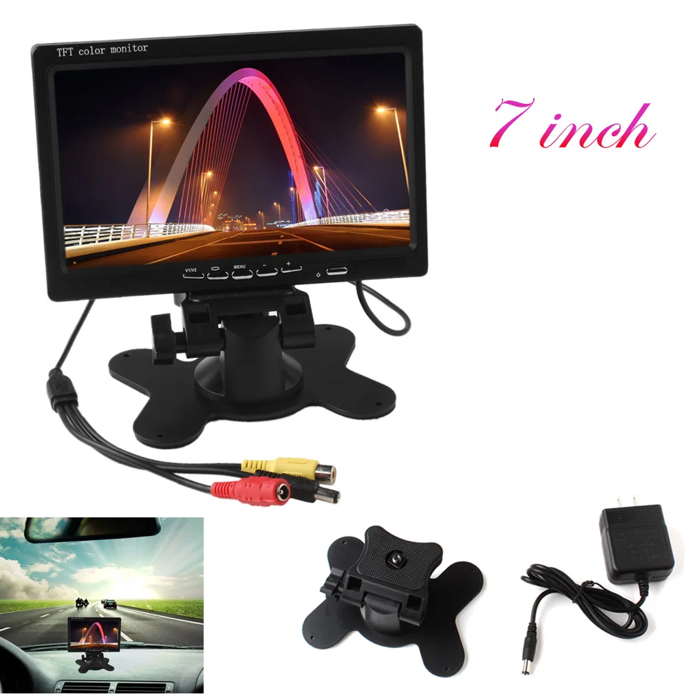 

7 Inch Car Monitor 800x480 HD LCD Screen Rearview Display Backup Reverse System Monitor SD PAL NTSC for Car Vehicle SUV