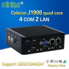 Minisys J1900 fanless mini pc quad core 2* intel i211-AT lan onboard embedded 4gb ram computer with 4 com port for windows 10