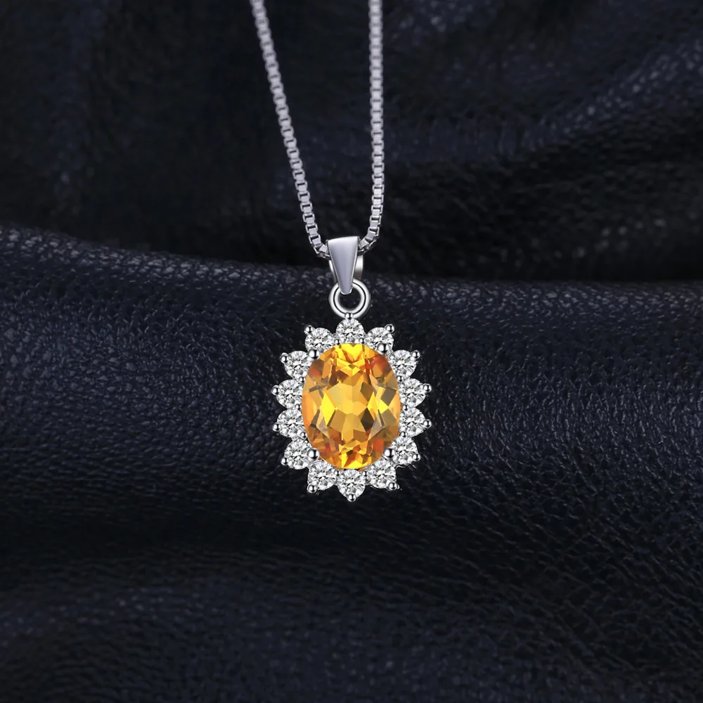 Натуральный цитриновый кулон ожерелье 925 драгоценные камни из стерлингового серебра Колье эффектное ожерелье женское серебро 92