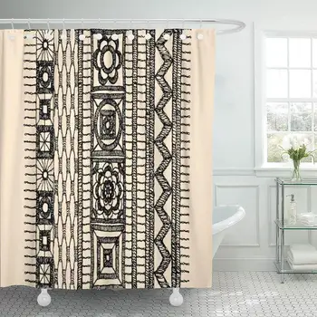 

Fabric Shower Curtain Hooks Brocade Crocheted Lace Border Openwork Pattern Glamour Modern Fashionable Lattice