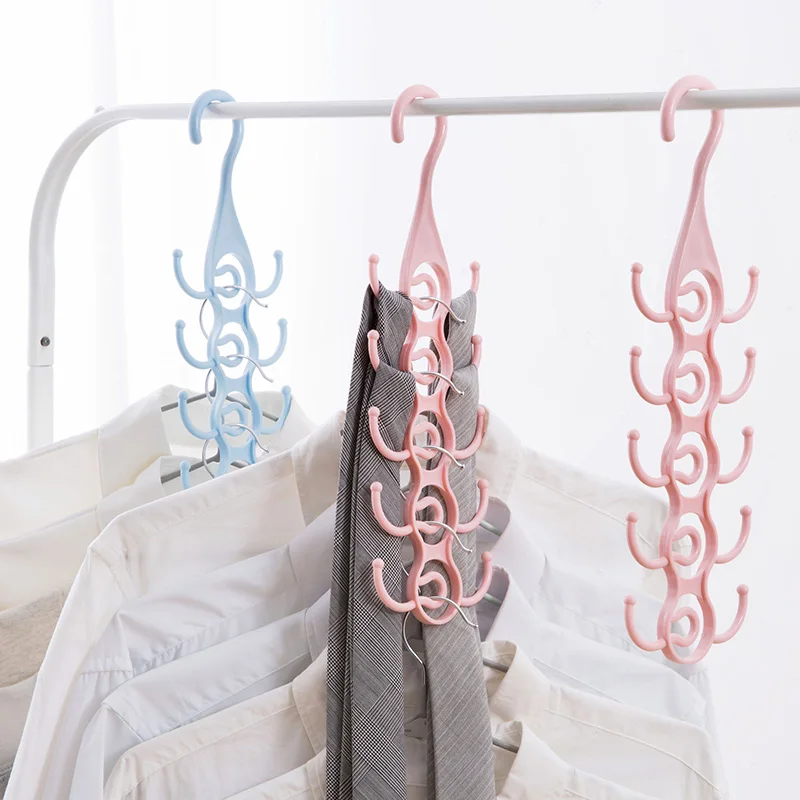 

MeyJig 1PC Plastic Hanger Clothes Storage Rack Tie Belt Hooks Scarf Holder Multifunction Wardrobe Closet Organizer Space Saver