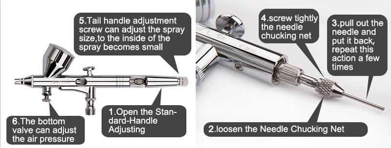 Мини двойного действия Аэрограф компрессор комплект 0,2/0,3/0,5 мм иглы воздушные кисти пистолет для макияжа модель ногтей тела Краски арт SP180K