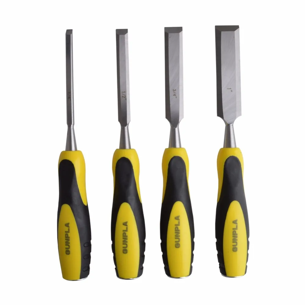 

Gunpla 4 Pieces High Carbon Steel Wood Chisel Set, 1/4",1/2",3/4" and 1" Woodworking Chisel Kit in SAE Size