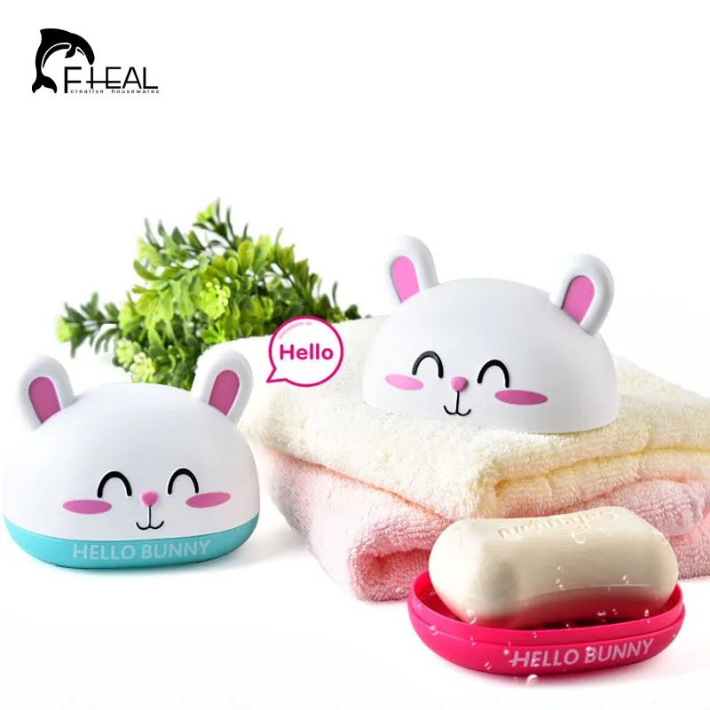Buy FHEAL Cute Rabbit Soap Holder With Cover Bathroom