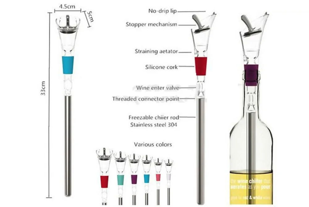 Нержавеющая сталь охладитель вина охладитель льда для пива красное вино охладитель палка с Аэратором льда охлаждения мешок бар Toots