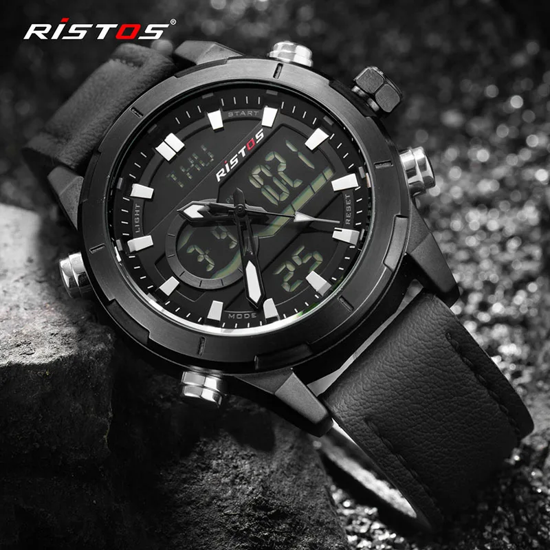 

RISTOS Military Men Sports Watch Casual Analog Digital Wristwatch Relojes Masculino Chronograph Multifunction Men Watches 9342