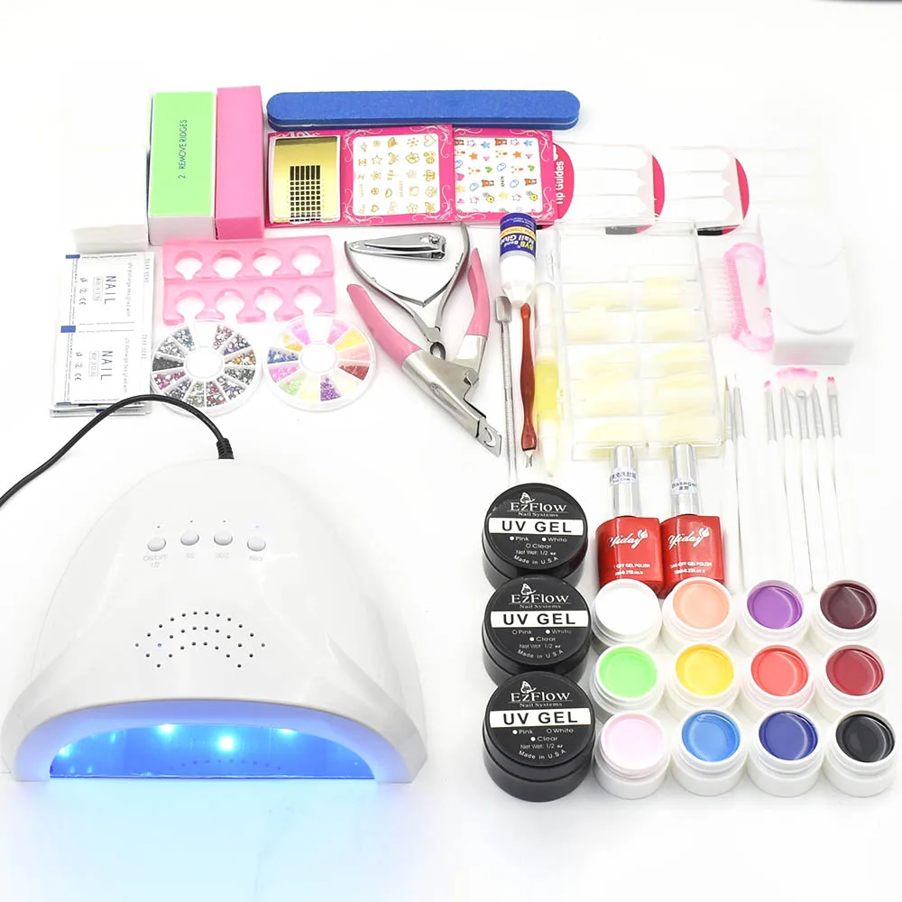 12 Colors UV Gel Nail Polish uv led Lamp base gel top coat Practice Finger Cutter