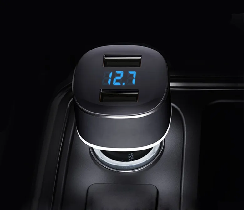 Цинковый сплав 4.8A цифровой дисплей красивые Модное Автомобильное зарядное устройство dual usb Автомобильное зарядное устройство