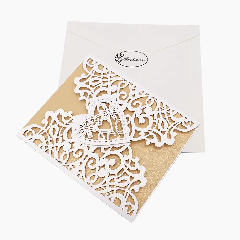  10 PCS European Style Hollow-out Wedding Invitations Creative Congratulations Card Birthday Party C - 32918341892
