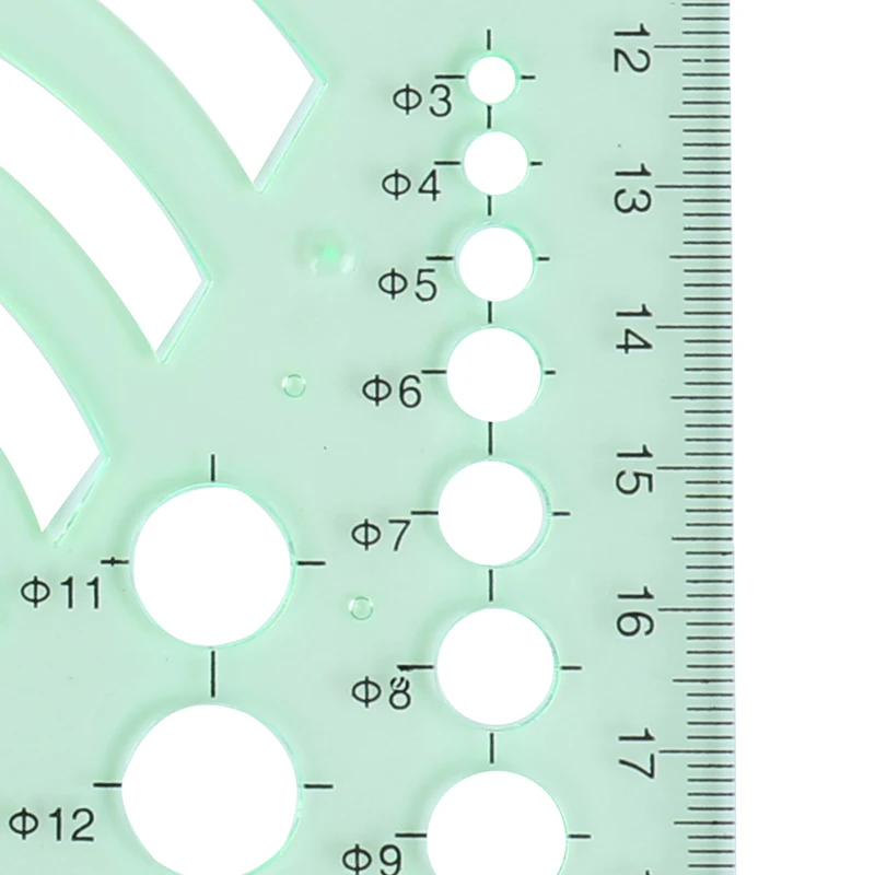 Пластиковые Студенческие прямоугольной формы зеленый рисунок шаблон для рисования окружностей Геометрическая линейка