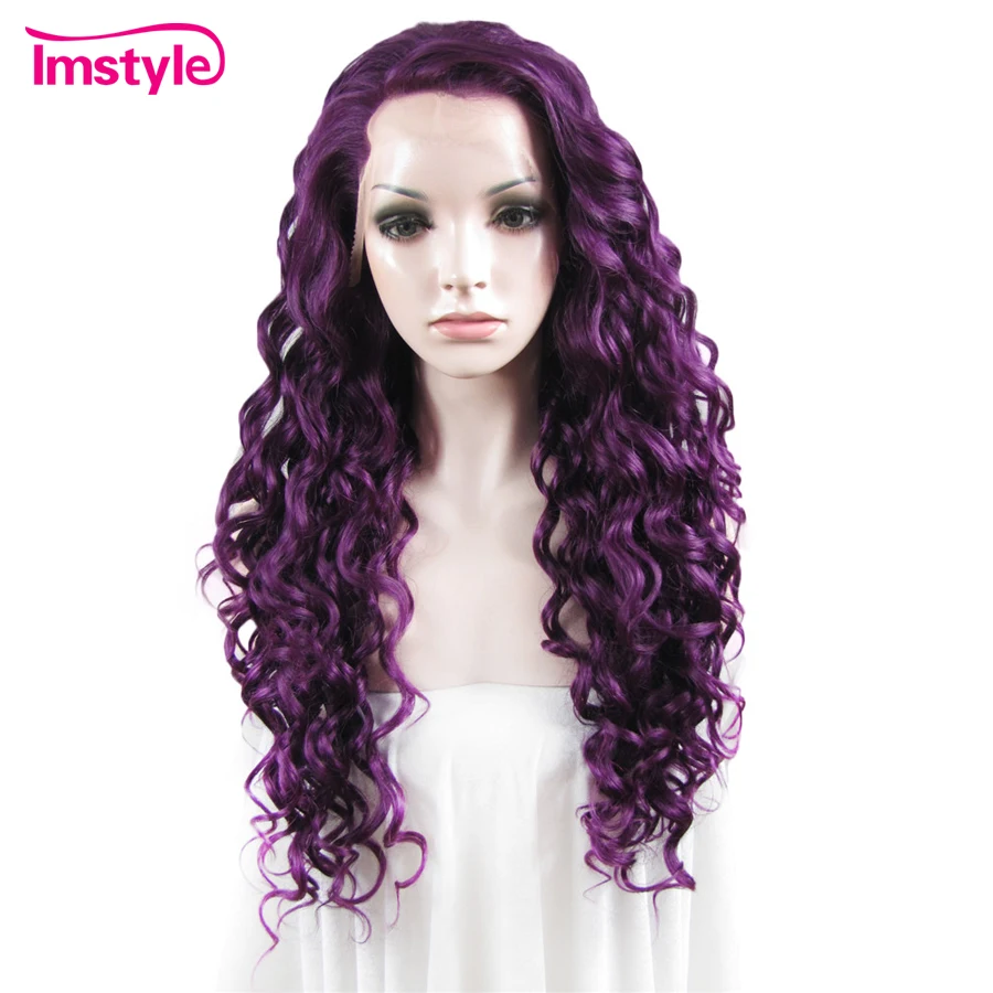 

Imstyle Purple Wig Curly Synthetic Lace Front Wig Long Hair Wigs For Women Heat Resistant Fiber Drag Queen Cosplay Wig