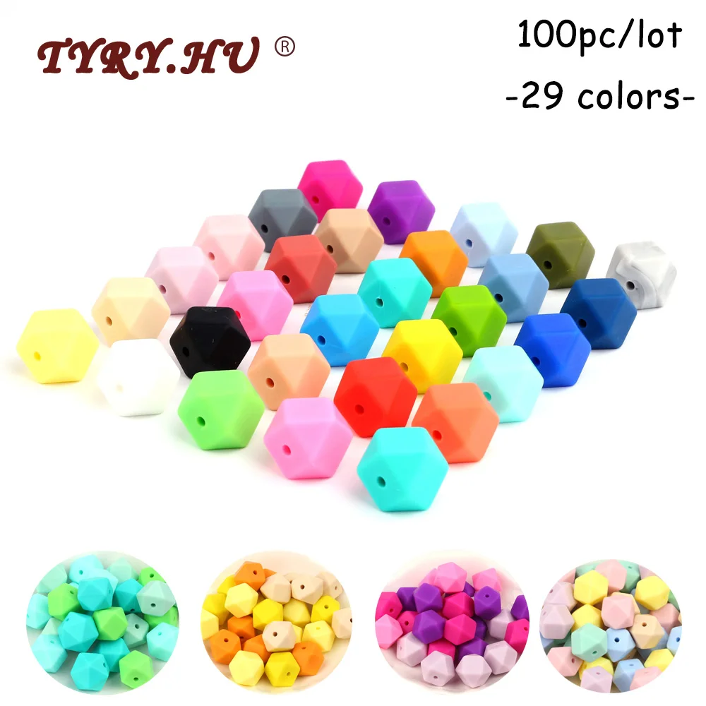 50pcs DIY Silicone Pearl Beads Set 14//17mm Hexagon Icosahedron 12//15mm Round Beads Mom Care Necklace Making Maroon