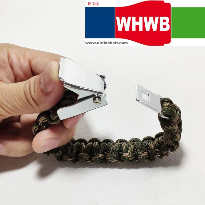 WHWB BEOING fashion jewelry camo green aeroplane airplane safety belt buckle handmade charm paracord bracelet hiking travel kits