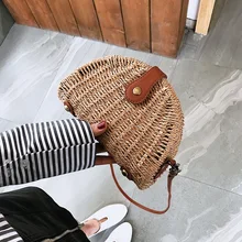 Чехол женский соломенный клатч из ротанга женская сумка на плечо винтажная Сумка дорожная пляжная сумка женская плетеная Сумка из ротанга дамские сумки через плечо W442