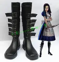 Alice Madness Terugkeer Alice Halloween Zwarte Meisjes Lange Cosplay Laarzen H016