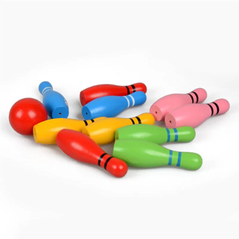 الأطفال الرياضة لعبة البولينج لغز ألعاب خشبية التعليم المبكر multicolor الاطفال تطوير الحركة تدريب الطفل هدايا