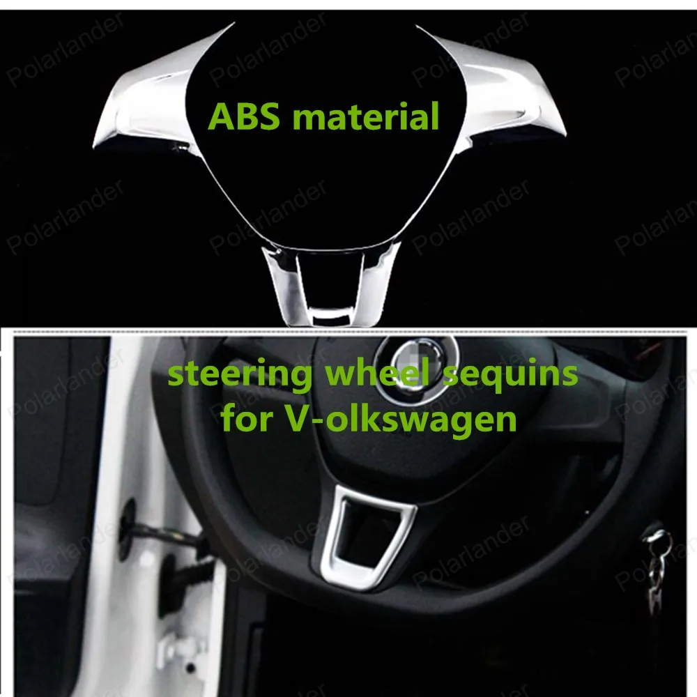  Interior steering wheel sequins plating abs chome decorative stickers for 15PO-LO /Golf 7/ Bo-ra 16/V-olkswagen  