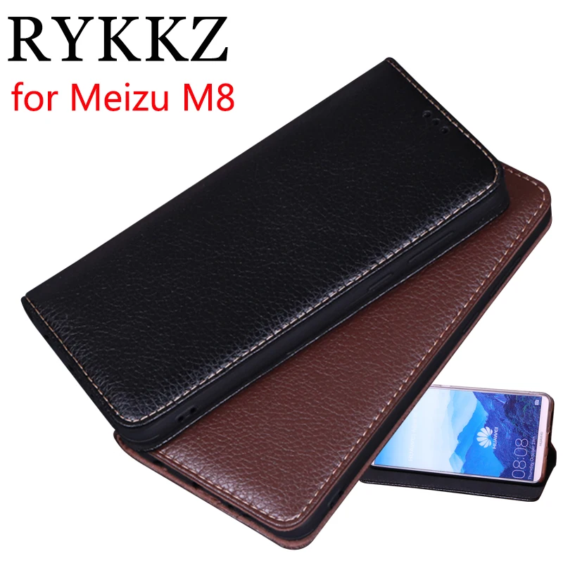 Роскошный кожаный магнитный флип-чехол RYKKZ для Meizu M8 5,7 '', чехол-подставка для мобильного телефона Meizu X8 M15 Lite, кожаный чехол для телефона