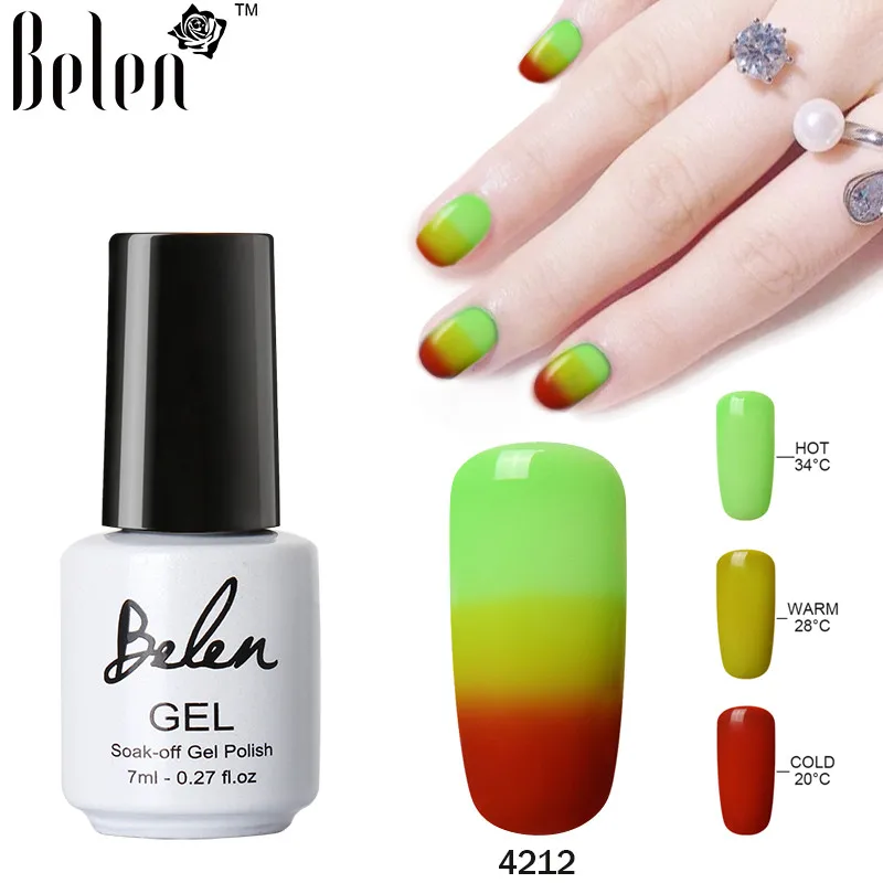 Belen гель для дизайна ногтей 3 в 1 изменение температуры Цвет УФ-гель для ногтей замочить от УФ светодиодный гель лак Хамелеон 7 мл - Цвет: 4212