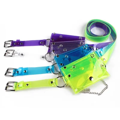 

Blascher Fashion PVC Transparent Women Bag Waterproof Beach Bag Ladies Laser Solid Color Buckle Lock Chain Jelly Chest Bag GDB13
