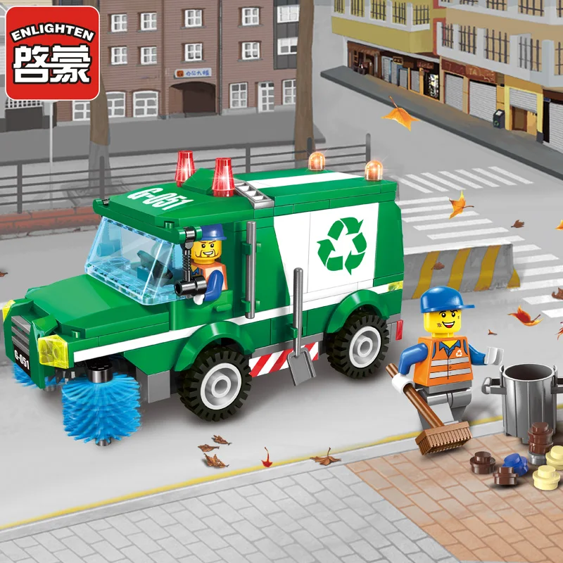 

Enlighten Building Block City Cars GARBAGE TRUCK 198pcs Educational Bricks Toy Boy Gift-No Box