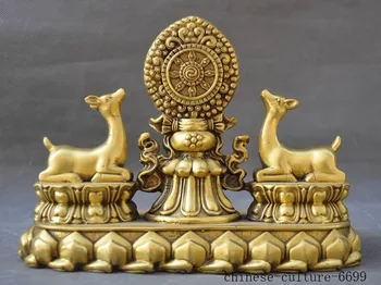 

Christmas 9" Chinese fengshui old Bronze two deer wealth auspicious ensuring peace Statue Halloween